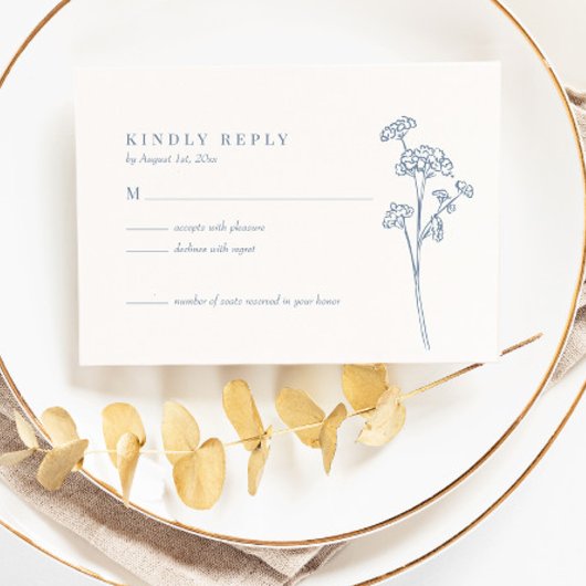 Wildblume Periwinkle Wedding Response RSVP Card Karte
