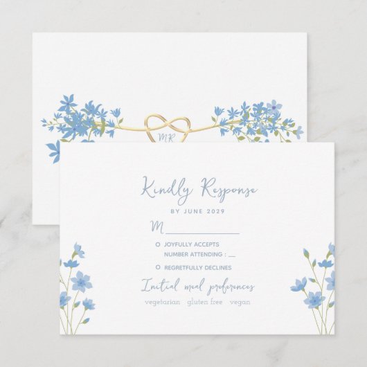Wildblume Periwinkle Wedding RSVP Card (Vorne/Hinten)
