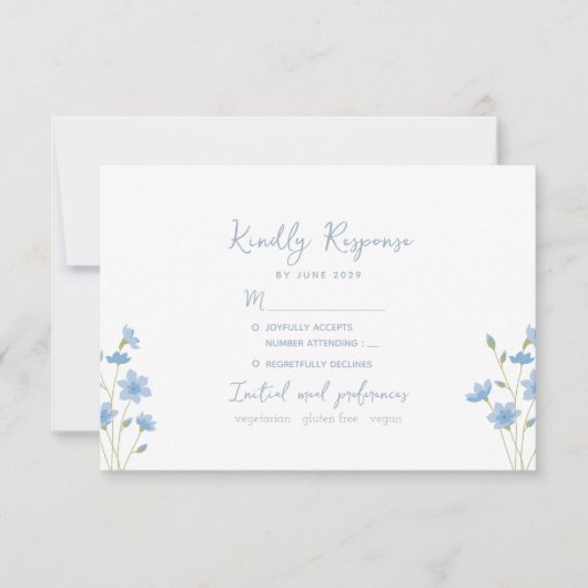 Wildblume Periwinkle Wedding RSVP Card Karte (Vorderseite)