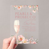 Wildblume Perlen & Prosecco Brautparty Acryleinladungen (Insitu (Handheld))