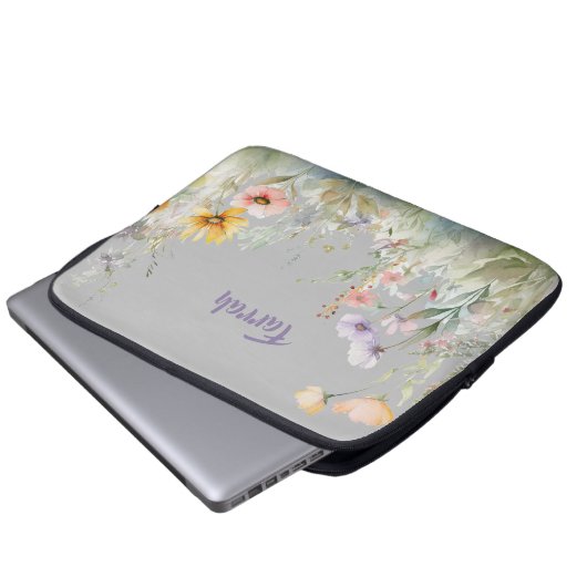 Wildblume Personalisiert Laptopschutzhülle (Vorne Knopf)