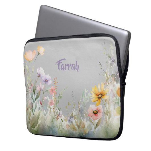 Wildblume Personalisiert Laptopschutzhülle (Vorderseite Links)