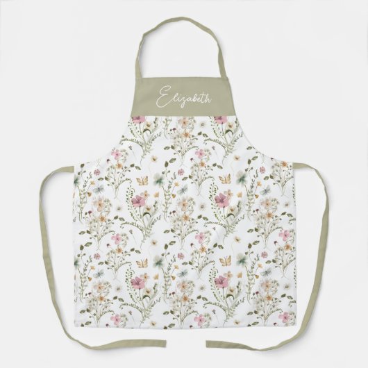 Wildblume Personalisiert Monogramm Schürze (Vorderseite)
