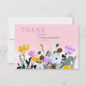 Wildblume Personalisiert rosa Dankeschön Karte (Vorderseite)