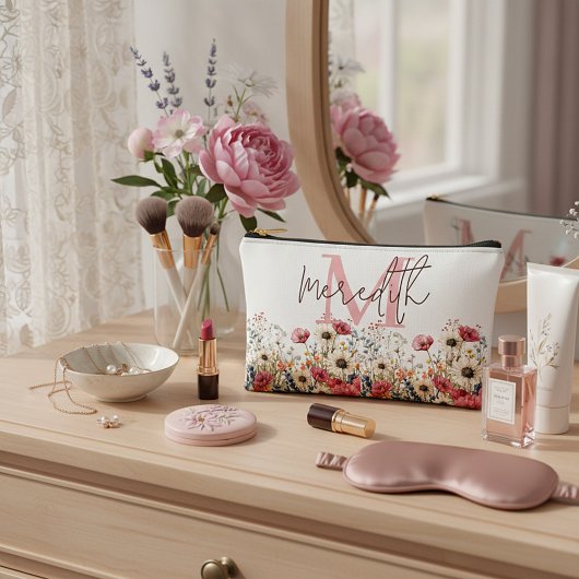 Wildblume personalisiert zubehörtasche