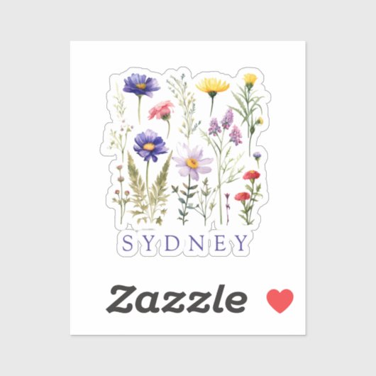 Wildblume Personalisierter Name Aufkleber (Blatt)