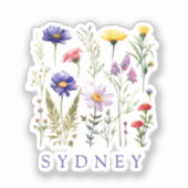 Wildblume Personalisierter Name Aufkleber (Vorderseite)