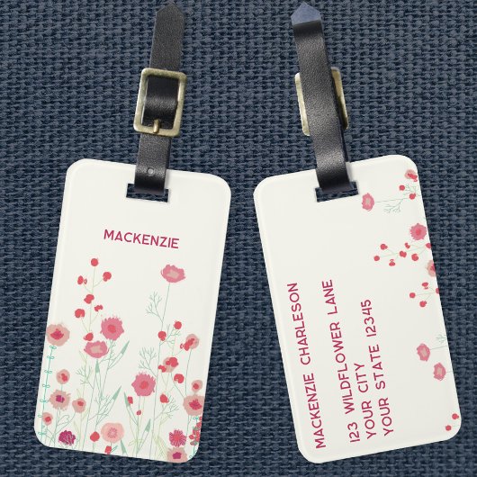 Wildblume Personalisierter Name Gepäckanhänger