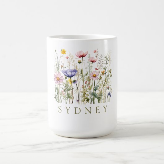 Wildblume personalisierter Name Kaffeetasse (Mittel)