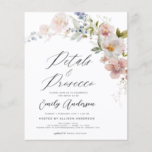 Wildblume Petals & Prosecco Brautparty (Vorderseite)