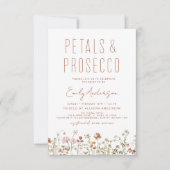 Wildblume Petals & Prosecco Brautparty Einladung (Vorderseite)