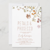 Wildblume Petals & Prosecco Brautparty Einladung (Vorderseite)