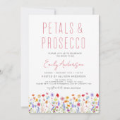 Wildblume Petals & Prosecco Brautparty Einladung (Vorderseite)
