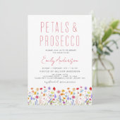 Wildblume Petals & Prosecco Brautparty Einladung (Stehend Vorderseite)