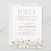 Wildblume Petals & Prosecco Brautparty Einladung (Vorderseite)
