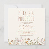 Wildblume Petals & Prosecco Brautparty Einladung (Vorderseite)
