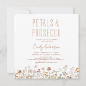 Wildblume Petals & Prosecco Brautparty Einladung (Vorderseite)