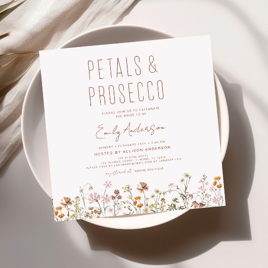 Wildblume Petals & Prosecco Brautparty Einladung