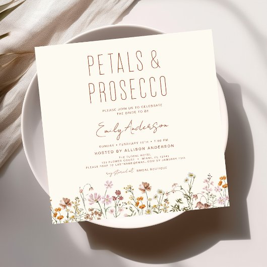 Wildblume Petals & Prosecco Brautparty Einladung