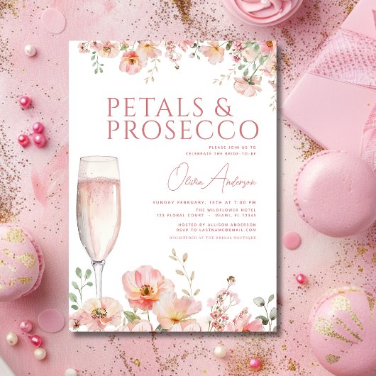 Wildblume Petals & Prosecco Brautparty Einladung