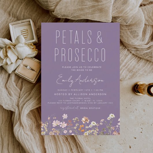 Wildblume Petals & Prosecco Brautparty Einladung