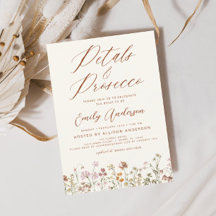 Wildblume Petals & Prosecco Brautparty Einladung