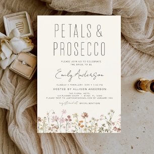Wildblume Petals & Prosecco Brautparty Einladung