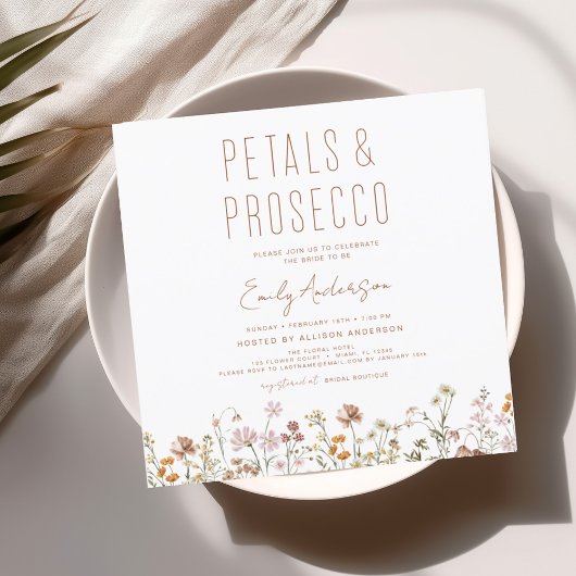 Wildblume Petals & Prosecco Brautparty Einladung