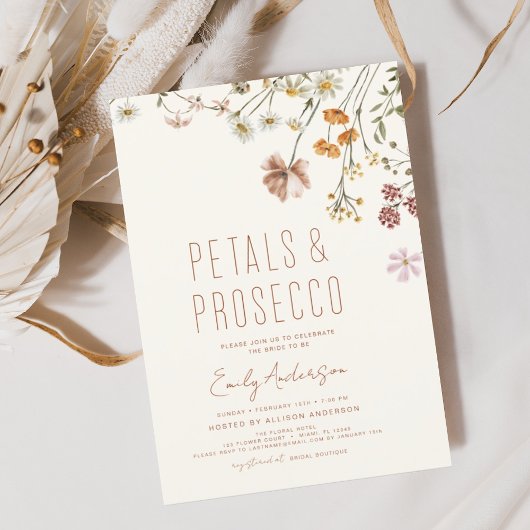 Wildblume Petals & Prosecco Brautparty Einladung