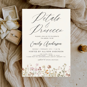 Wildblume Petals & Prosecco Brautparty Einladung
