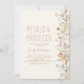 Wildblume Petals & Prosecco Brautparty Garden Einladung (Vorderseite)