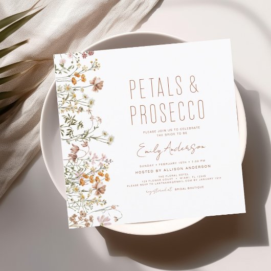 Wildblume Petals & Prosecco Brautparty Garden Einladung