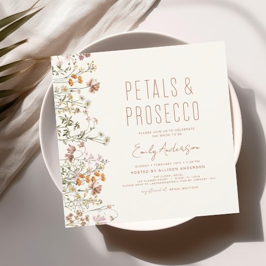 Wildblume Petals & Prosecco Brautparty Garden Einladung
