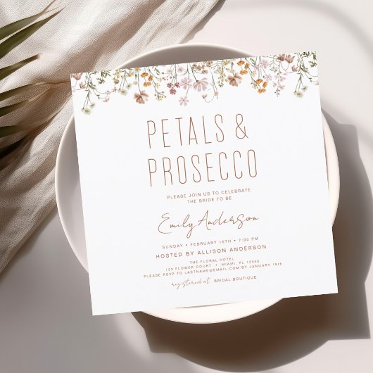 Wildblume Petals & Prosecco Brautparty Garden Einladung