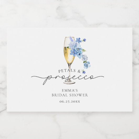 Wildblume Petals & Prosecco Brautparty Gefallen Schaumweinetikett (Einzelnes Label)
