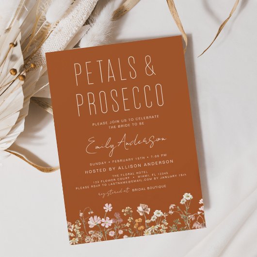 Wildblume Petals & Prosecco Einladung Flyer