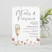 Wildblume Petals und Prosecco-Brautparty Einladung (Stehend Vorderseite)
