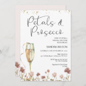 Wildblume Petals und Prosecco-Brautparty Einladung (Vorne/Hinten)