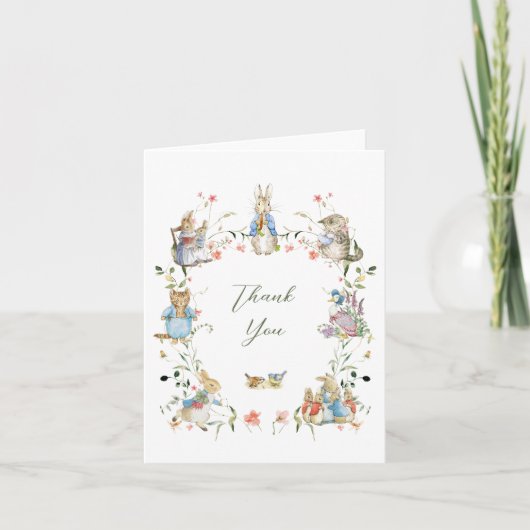 Wildblume Peter der Kaninchen Geburtstag Dankeskarte (Vorderseite)
