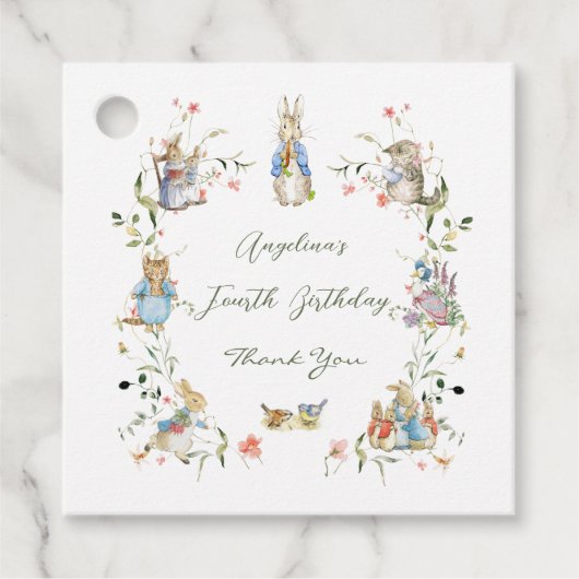 Wildblume Peter der Kaninchen Geburtstag Geschenkanhänger (Vorderseite)