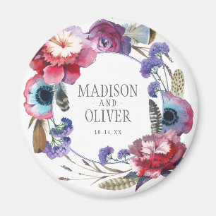 Wildblume-Pfingstrose mit Blumen mit Federn Magnet