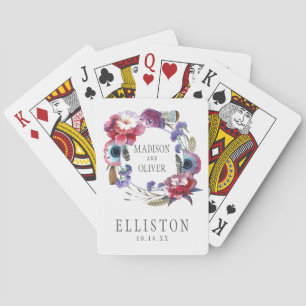 Wildblume-Pfingstrose mit Blumen mit Federn Spielkarten