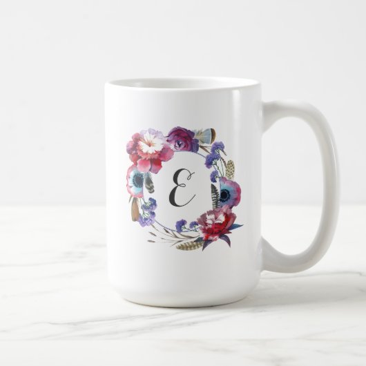 Wildblume-Pfingstrose mit Blumen mit Monogramm der Kaffeetasse (Rechts)