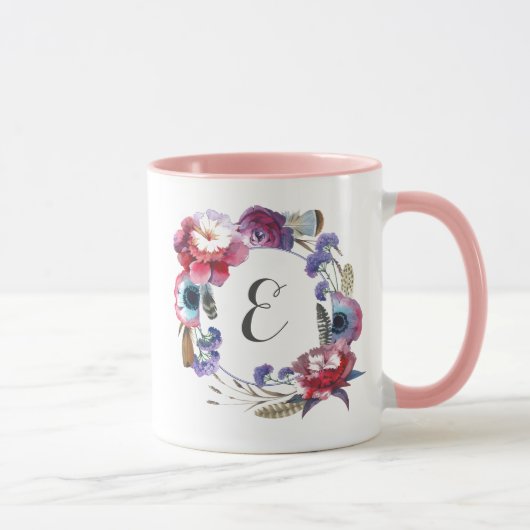 Wildblume-Pfingstrose mit Blumen mit Monogramm der Tasse (Rechts)