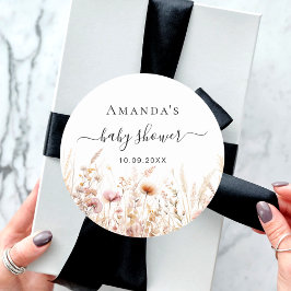 Wildblume pfirsichrosa Babydusche Runder Aufkleber