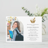 Wildblume Pharmacy School Graduation Party Foto Einladung (Stehend Vorderseite)