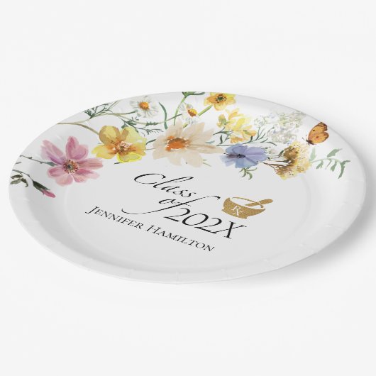 Wildblume Pharmacy School | Klasse des Abschlusses Pappteller (Schrägansicht)