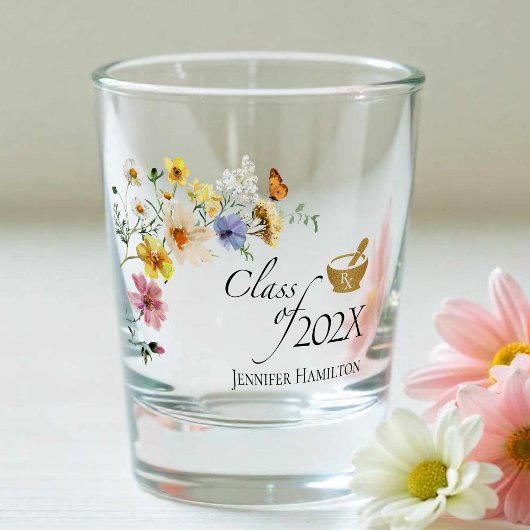 Wildblume Pharmacy School | Klasse des Abschlusses Schnapsglas