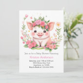 Wildblume Piglet Adventure Girl Baby Dusche Einladung (Stehend Vorderseite)