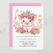 Wildblume Piglet Adventure Girl Baby Dusche Einladung (Vorne/Hinten)